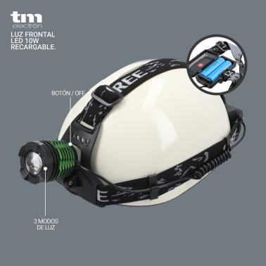 TMTOR006 LINTERNA FRONTAL LED RECARGABLE 10W ALTA CALIDAD TM ELECTRON