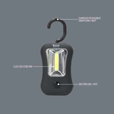 TMTOR031 LINTERNA LED PORTATIL 3W C/GANCHO + IMAN TM ELECTRON