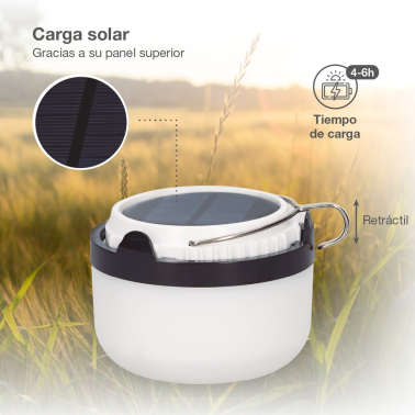 201840003 LINTERNA LED SOLAR CAMPING RECARGABLE USB 5W IP44 GSC