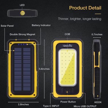 2423310 LINTERNA SOLAR LED RECARGABLE 10+5W 6500K 800Lm