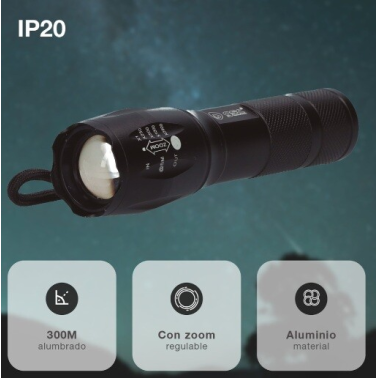 201825014 LINTERNA LED 10W CON ZOOM 3xAAA GSC