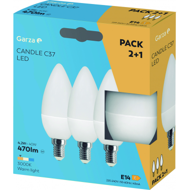 BOMBILLA LED VELA 6W E14 470LM 3000K2+1