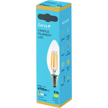 BOMBILLA LED FIL VELA 3,4WE14 470LM2700K