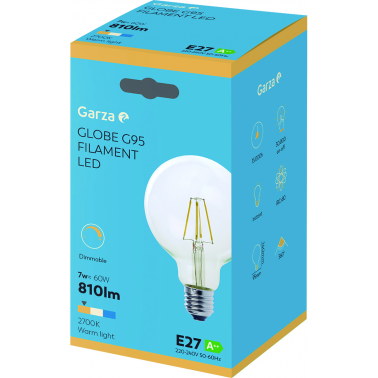 BOMBILLA LED FIL G95 7W E27 810LM 2700K