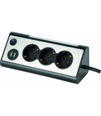 BASE TRIANGULAR 3T+2USB 3X1,5 1,5M C/INT
