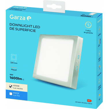DOWNLIGHT CUADSUP 225MM 18W 4000K NIQUEL