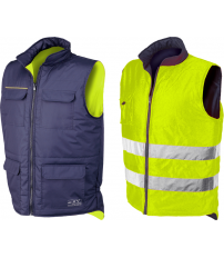 CHALECO MULTIBOLSILLO REVERSIBLE AZUL AMARILLO 4069AV T-L