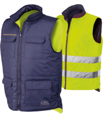 CHALECO MULTIBOLSILLOS REVERSIBLE AZUL AMARILLO 4069AV T-3XL
