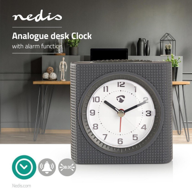 CLDK004GN RELOJ DESPERTADOR ANALOGICO GRIS NEDIS