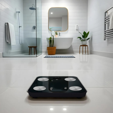 HBAS1155 BASCULA DE BAÑO DIGITAL NEGRA CON ANALIZADOR JATA