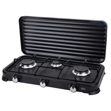JECG2703 COCINA DE GAS NEGRA CON TAPA 3 FUEGOS JATA