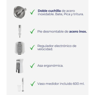 JEBT1818 BATIDORA DE MANO 2 VELOCIDADES C/VASO 700W JATA