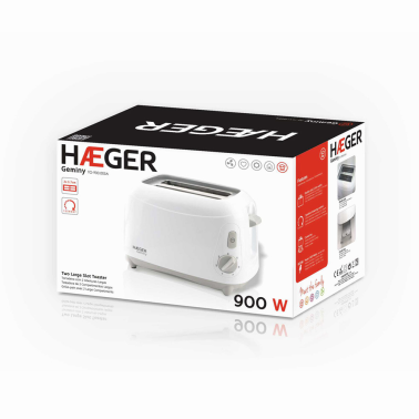 TO-900.005A TOSTADORA BLANCA DOS RANURAS EXTRA ANCHAS 900W GEMINY HAEGER