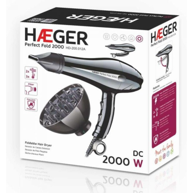 HD-200.012A SECADOR DE PELO PLEGABLE CON ACCESORIOS 2000W PERFECT FOLD HAEGER