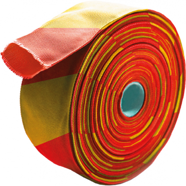 CINTA SEÑALIZ.TUBULAR 60MMX10M ROJO/AMA