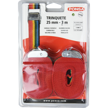 TRINQUETE HEBILLA 250KG 3M 25MM BL.2U