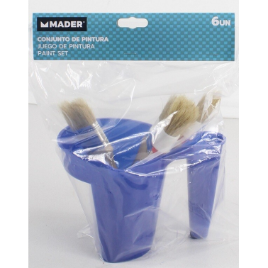 68119 JUEGO DE PINTURA RECIPIENTE 3 PALETINAS y 2 BROCHAS MADER