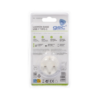 103000018 LADRON BASE USB Y TIPO C 3,4A Y 250V GSC