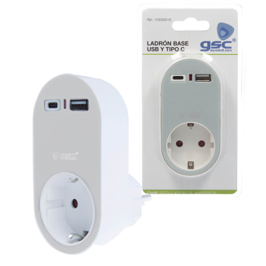 103000018 LADRON BASE USB Y TIPO C 3,4A Y 250V GSC
