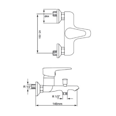 68173 MONOMADO DE BAÑO NEVA CROMO MIRTAK