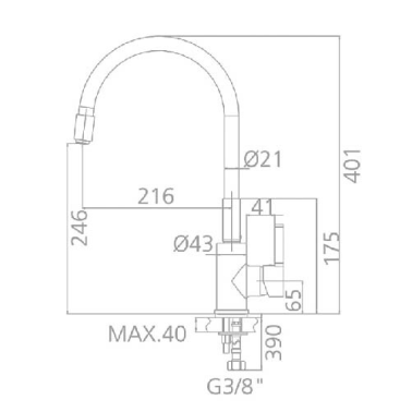 65819 MONOMADO FLEXIBLE DE FREGADERO BLANCO MIRTAK