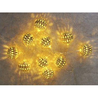5204456 1m GUIRNALDA 10 BOLAS LED DORADAS 3000K