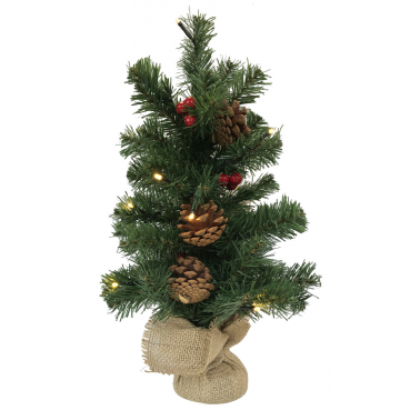 00514 ARBOL NAVIDAD LED PIÑAS Y BOLAS ROJAS 45cm