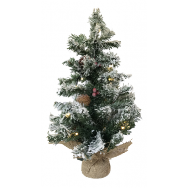 00515 ARBOL NAVIDAD LED C/NIEVE PIÑAS Y BOLAS 60cm