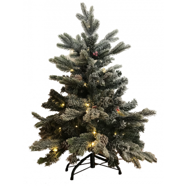 00517 ARBOL NAVIDAD LED C/NIEVE PIÑAS Y BOLAS 90cm