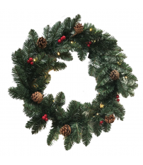 00521 CORONA NAVIDAD LED PIÑAS Y BOLAS 60cm