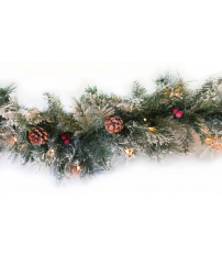 00523 BOA NAVIDAD LED C/NIEVE PIÑAS Y BOLAS 180cm