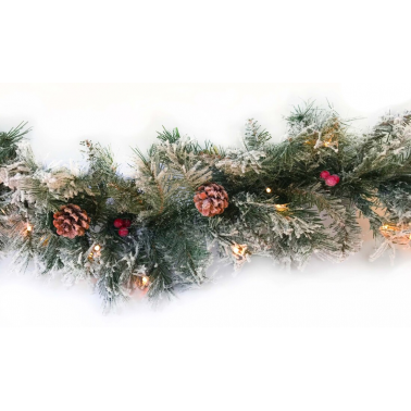 00523 BOA NAVIDAD LED C/NIEVE PIÑAS Y BOLAS 180cm