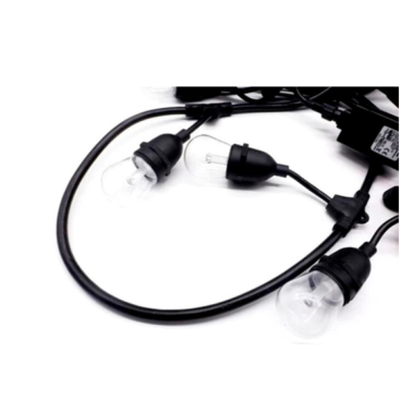 00813 14,6m GUIRNALDA NEGRA C/24 LAMPARAS E27 2200K IP65 F-BRIGHT