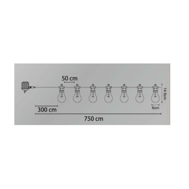 3400S GUIRNALDA LUCES DE CADENA BOMBILLA NIRVANA COLORES 7,5m IP44