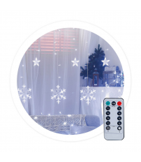 204605012 CORTINA LED CON ESTRELLAS Y COPOS DE NIEVE 3,5M 8 FUNCIONES LUZ FRÍA IP44 GSC
