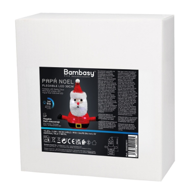 204625011 PAPA NOEL LED PLEGABLE A PILAS LUZ FRIA 30cm BAMBASY