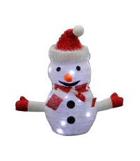 204625012 MUÑECO DE NIEVE LED PLEGABLE A PILAS LUZ FRIA 30cm BAMBASY