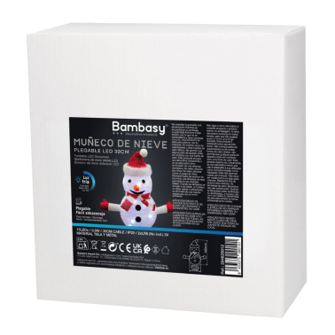 204625012 MUÑECO DE NIEVE LED PLEGABLE A PILAS LUZ FRIA 30cm BAMBASY