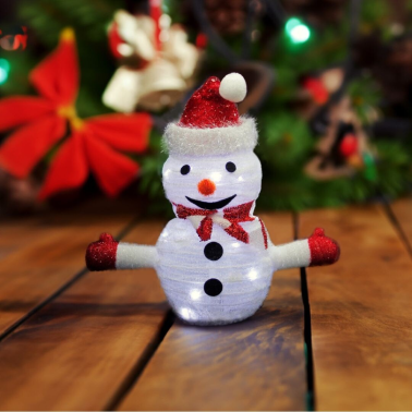 204625012 MUÑECO DE NIEVE LED PLEGABLE A PILAS LUZ FRIA 30cm BAMBASY