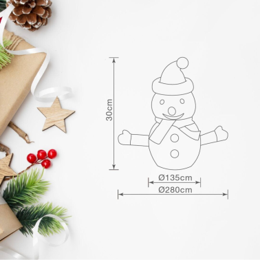 204625012 MUÑECO DE NIEVE LED PLEGABLE A PILAS LUZ FRIA 30cm BAMBASY