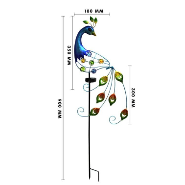 G2310 PAVO REAL SOLAR DECORATIVO METALICO GALIX