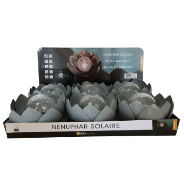 G2216 NENUFAR SOLAR DECORATIVO FRIO METAL+VIDRIO 25cm GALIX