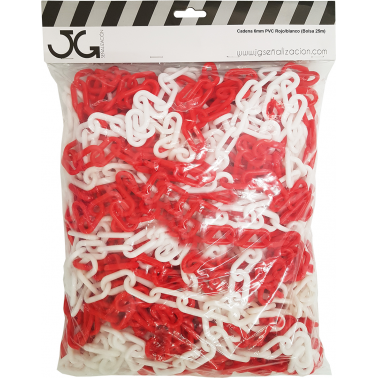 CADENA PLASTICA 103/6MM-25MT ROJO/BLANCO
