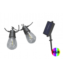00818 KIT 5m GUIRNALDA SOLAR 10 BOMBILLAS C/SENSOR CREPUSCULAR RGB IP45 F-BRIGHT
