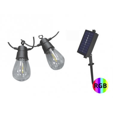 00818 KIT 5m GUIRNALDA SOLAR 10 BOMBILLAS C/SENSOR CREPUSCULAR RGB IP45 F-BRIGHT