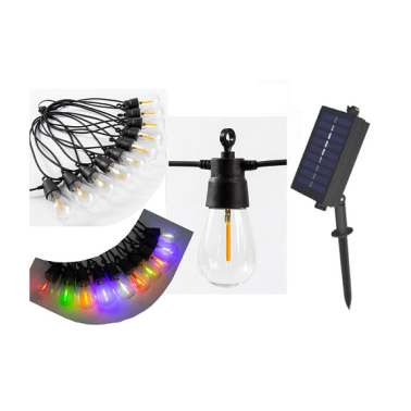00818 KIT 5m GUIRNALDA SOLAR 10 BOMBILLAS C/SENSOR CREPUSCULAR RGB IP45 F-BRIGHT