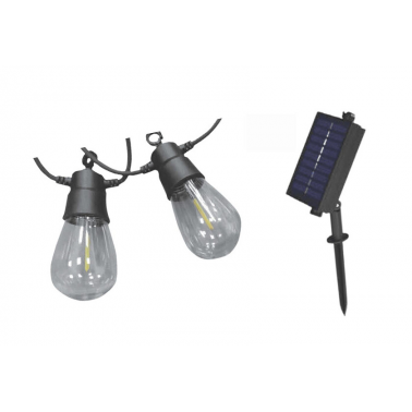 00828 KIT 5m GUIRNALDA SOLAR 10 BOMBILLAS C/SENSOR CREPUSCULAR 1800K IP45 F-BRIGHT