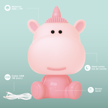 202805011 LAMPARA LED INFANTIL UNICORNIO ROSA 2,5W GSC