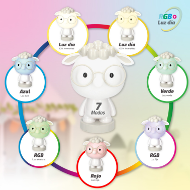 202800006 LAMPARA LED INFANTIL OVEJITA RGB + LUZ DIA RECARGABLE BLANCO 2,5W GSC