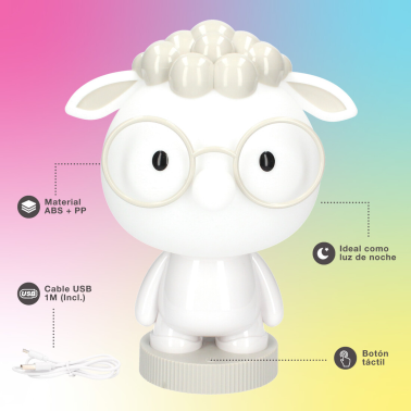 202800006 LAMPARA LED INFANTIL OVEJITA RGB + LUZ DIA RECARGABLE BLANCO 2,5W GSC
